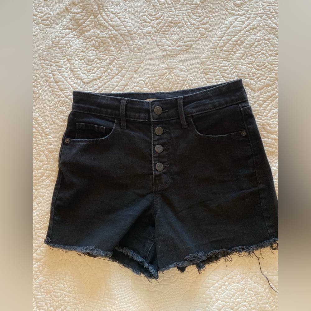 Black high rise cut off shorts